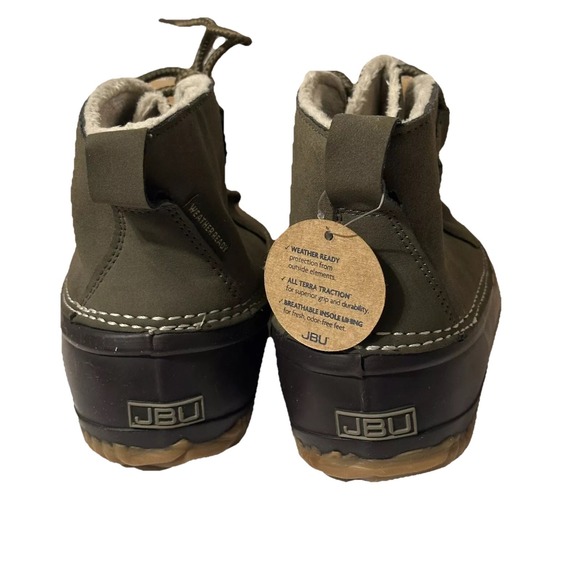JBU Jambu Nala Womens Size 7M Olive Green Duck Rain Boots Faux Fur Lined Lace Up - Picture 3 of 8